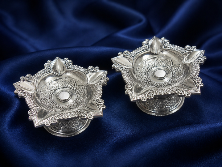 925 Sterling Silver Lotus Diya - image 1