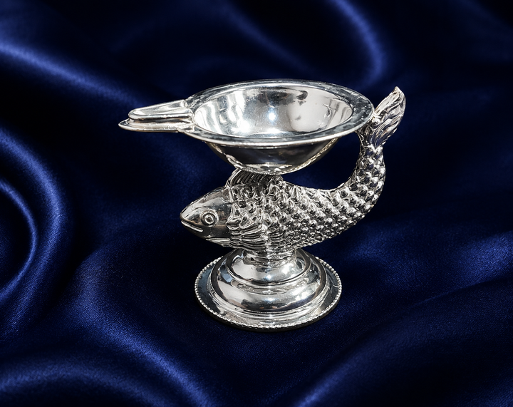 925 Sterling Silver Fish Design Diya - image 1