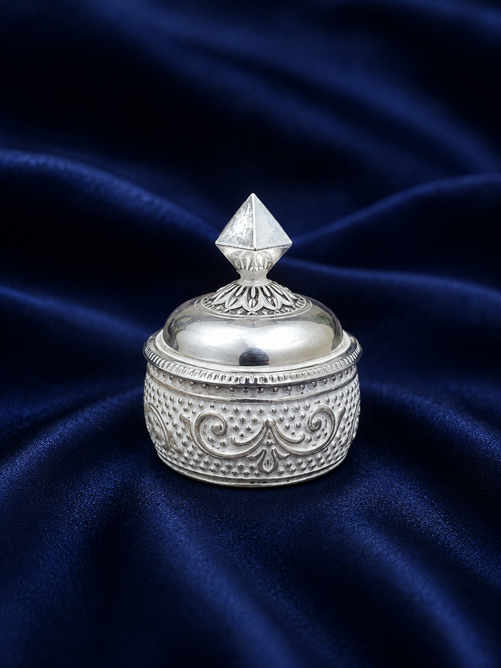 925 Sterling Silver Diamond Top Sindoor Box - image 1