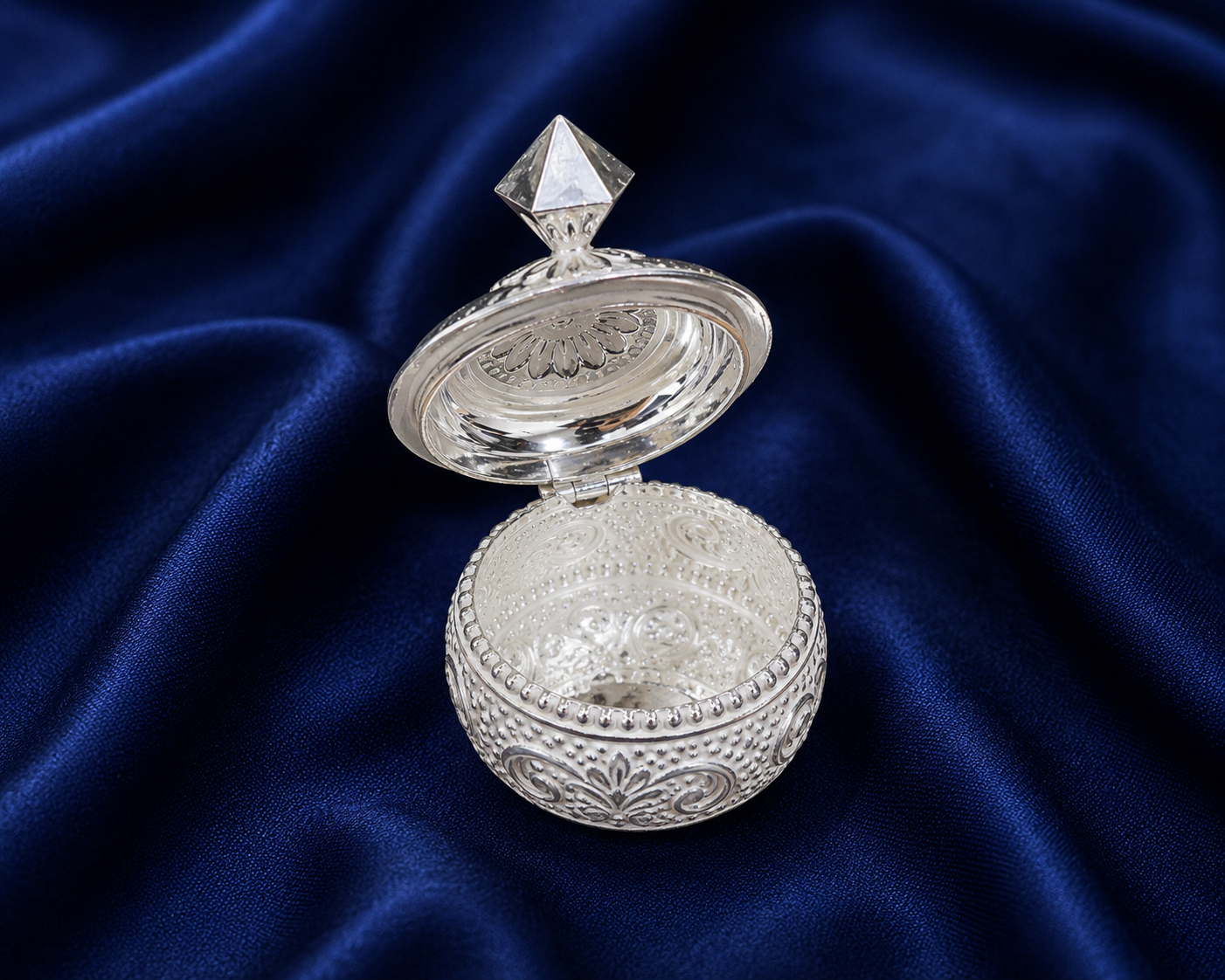 925 Sterling Silver Diamond Top Sindoor Box - image 2