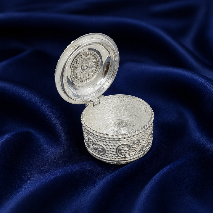 925 Sterling Silver Ornate Peacock Sindoor Box - image 2