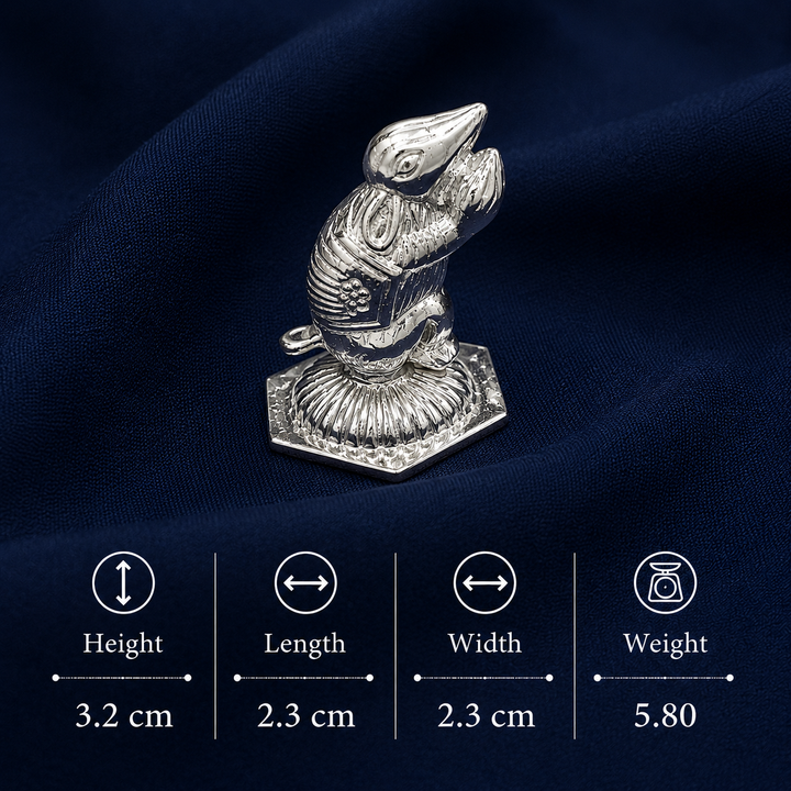 Real Silver Mini Mushak Idol – Lord Ganesha Vahan Pooja Figurine - image 2