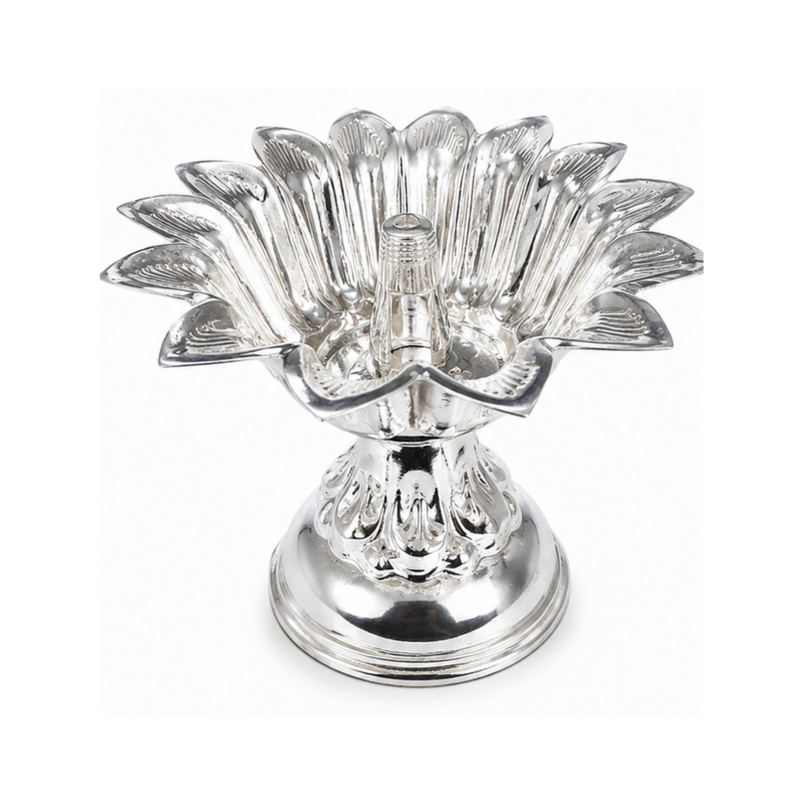 Real Silver Lotus Flower Diya – Decorative Pooja Lamp - image 1
