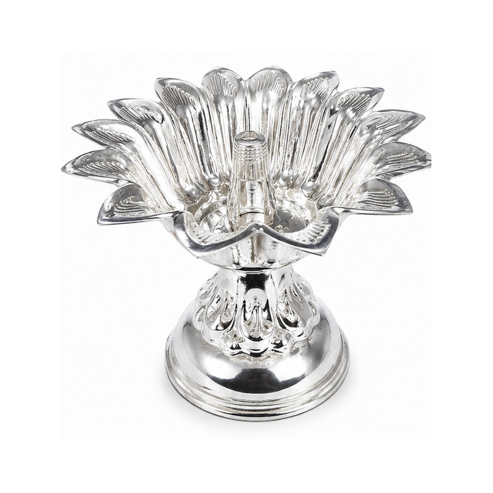 Real Silver Lotus Flower Diya – Decorative Pooja Lamp - image 1