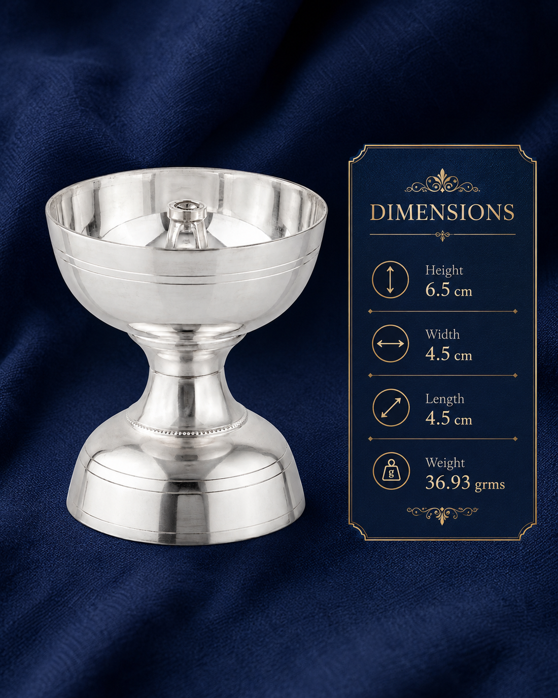 Real Silver Pedestal Akhand Jyot Diya – Tall Design - image 3