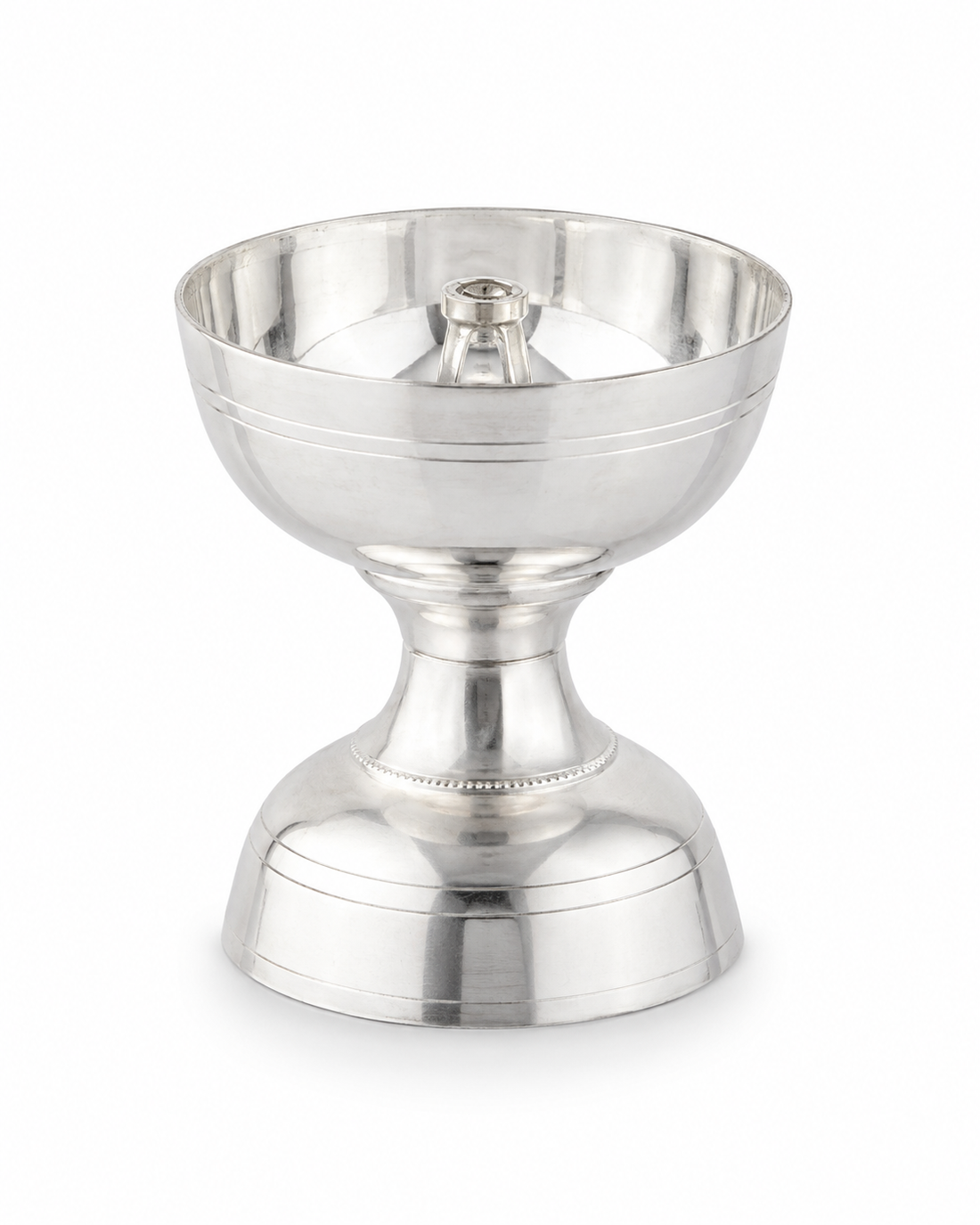 Real Silver Pedestal Akhand Jyot Diya – Medium Design - image 1