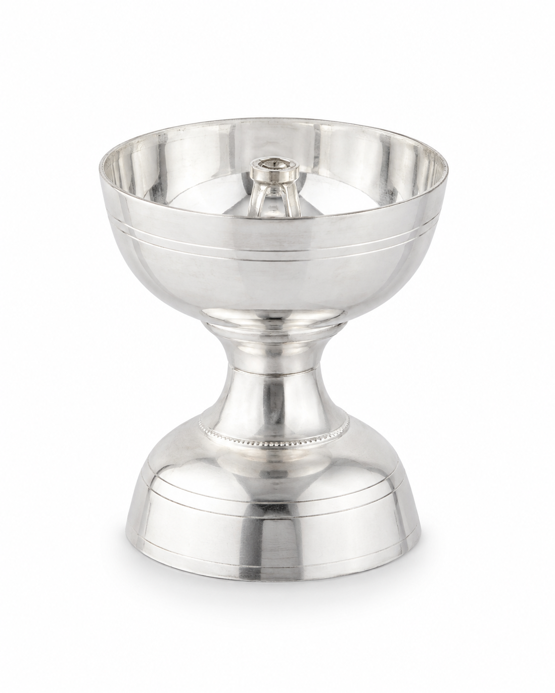 Real Silver Pedestal Akhand Jyot Diya – Compact Design - image 1