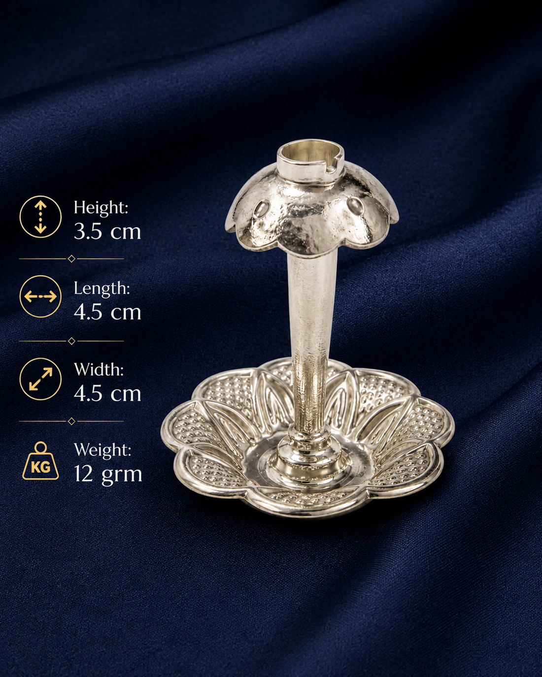 Real Silver Agarbatti Stand – Floral Incense Holder for Pooja & Home Temple - image 2