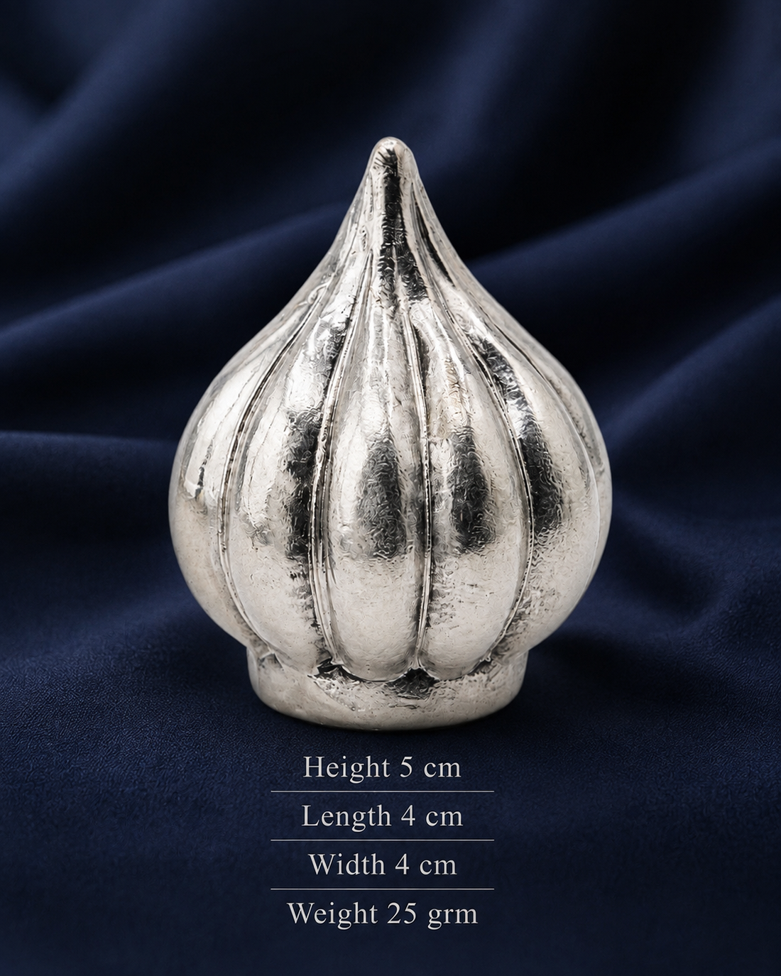 925 Sterling Silver Classic Modak for Ganpati Bappa - 5 cm - Dimensions/specification view