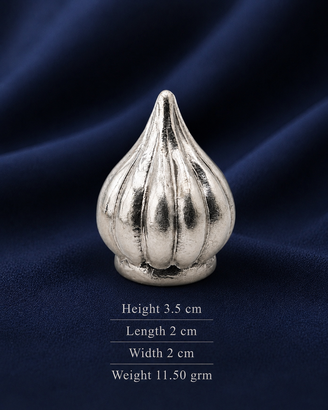 925 Sterling Silver Classic Modak for Ganpati Bappa - 3.5 cm - Dimensions/specification view