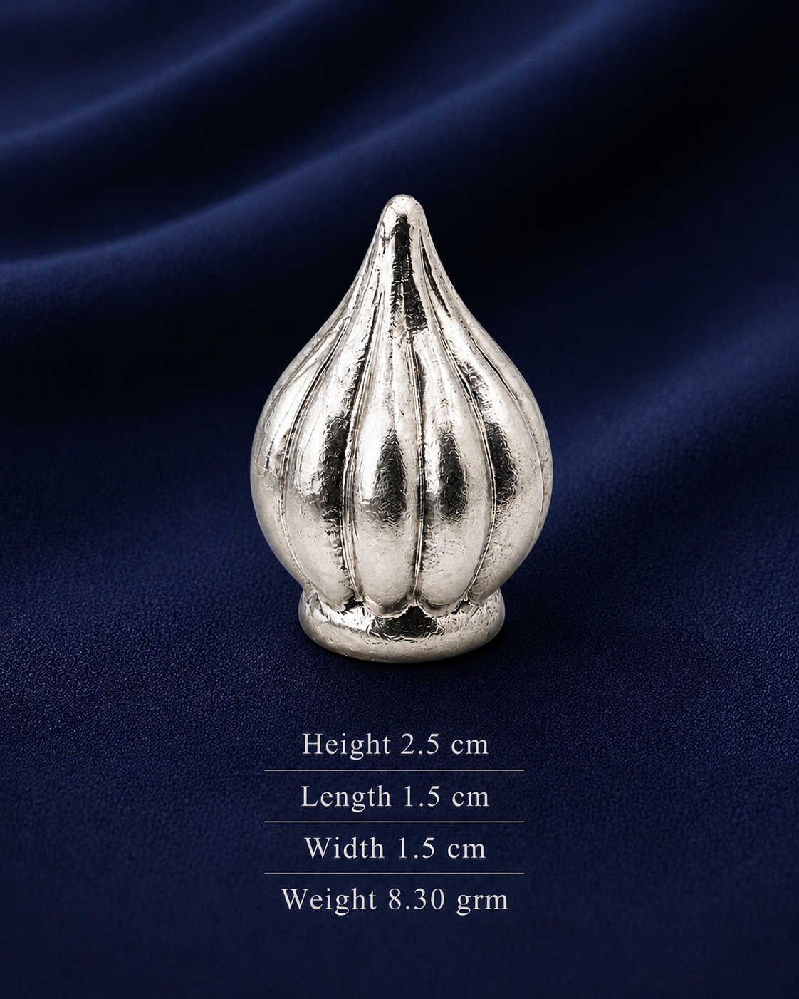 925 Sterling Silver Classic Modak for Ganpati Bappa - 2.5 cm - Dimensions/specification view