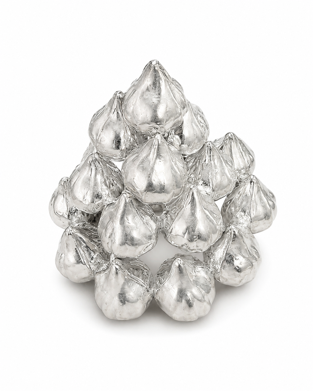 925 Sterling Silver Modak Pyramid Arrangement for Ganpati Bappa - 6.5 cm - Primary product view