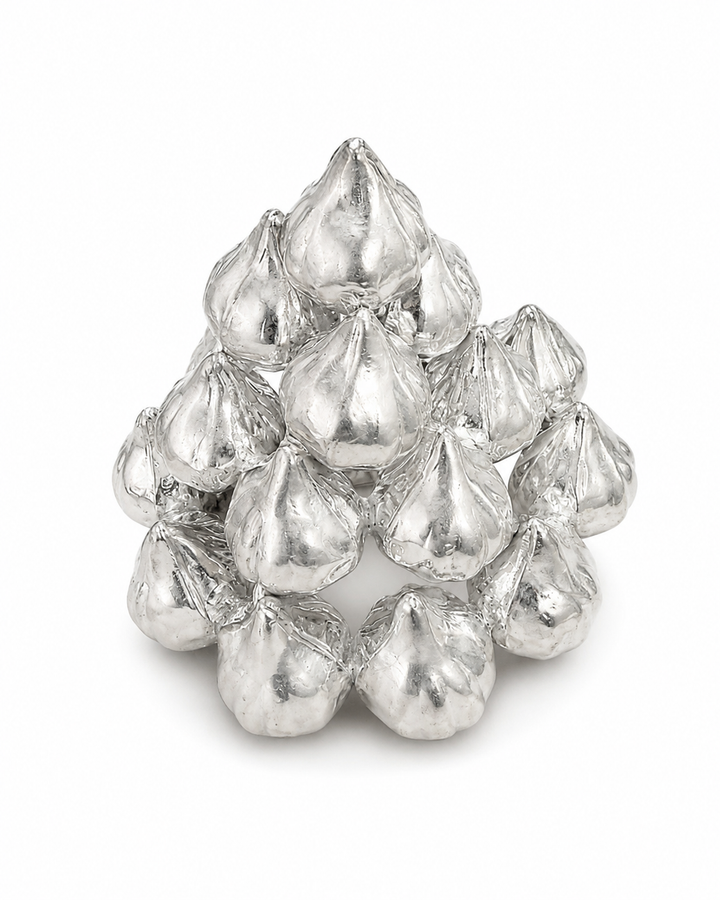 925 Sterling Silver Modak Pyramid Arrangement for Ganpati Bappa - 6.5 cm - Primary product view