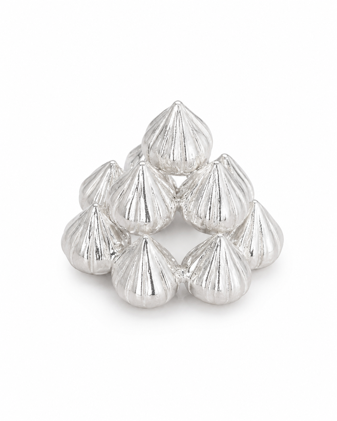 925 Sterling Silver Modak Pyramid Arrangement for Ganpati Bappa - 4.5 cm - Primary product view