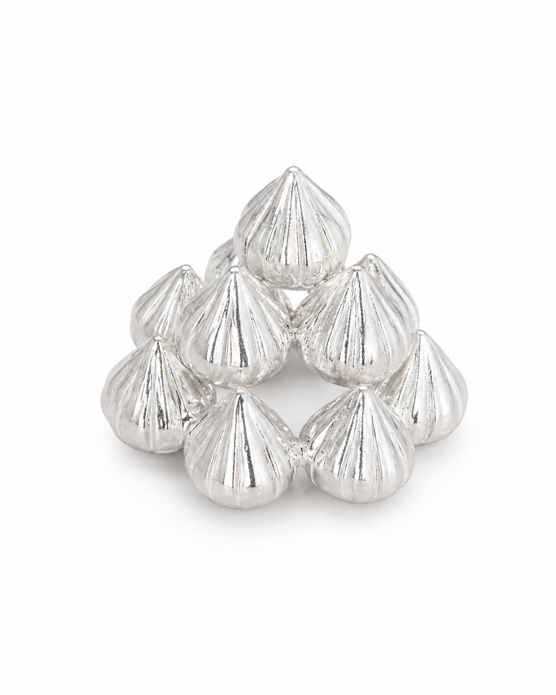 925 Sterling Silver Modak Pyramid Arrangement for Ganpati Bappa - 4.5 cm - Primary product view