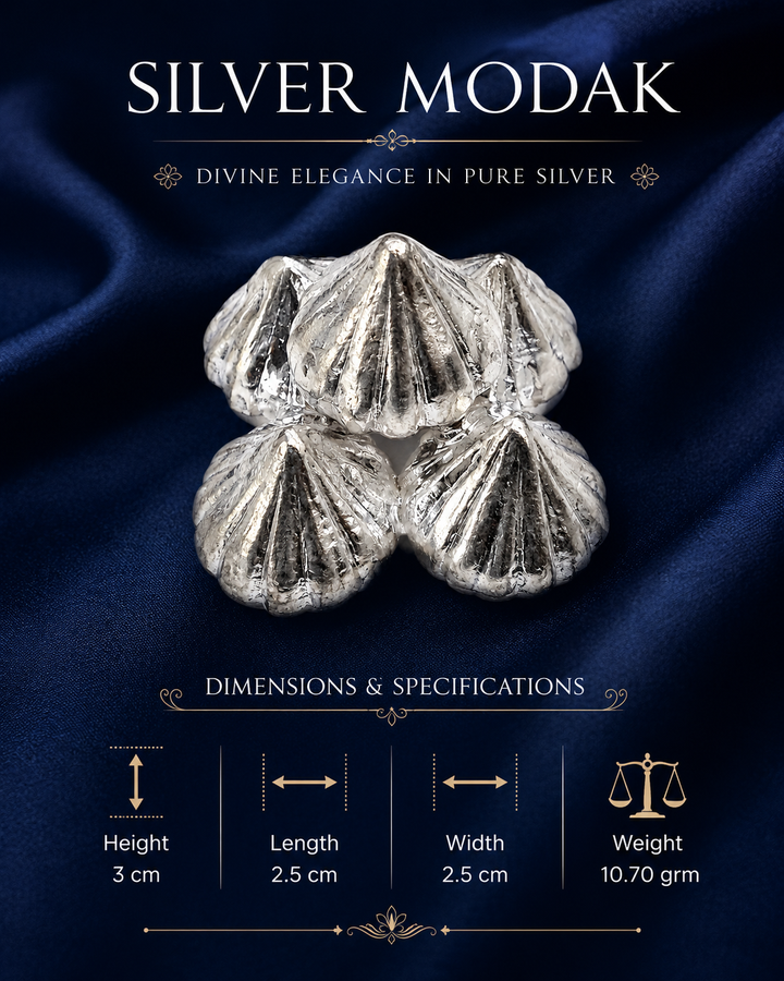 925 Sterling Silver Modak Cluster for Ganpati Bappa - 3 cm - Dimensions/specification view