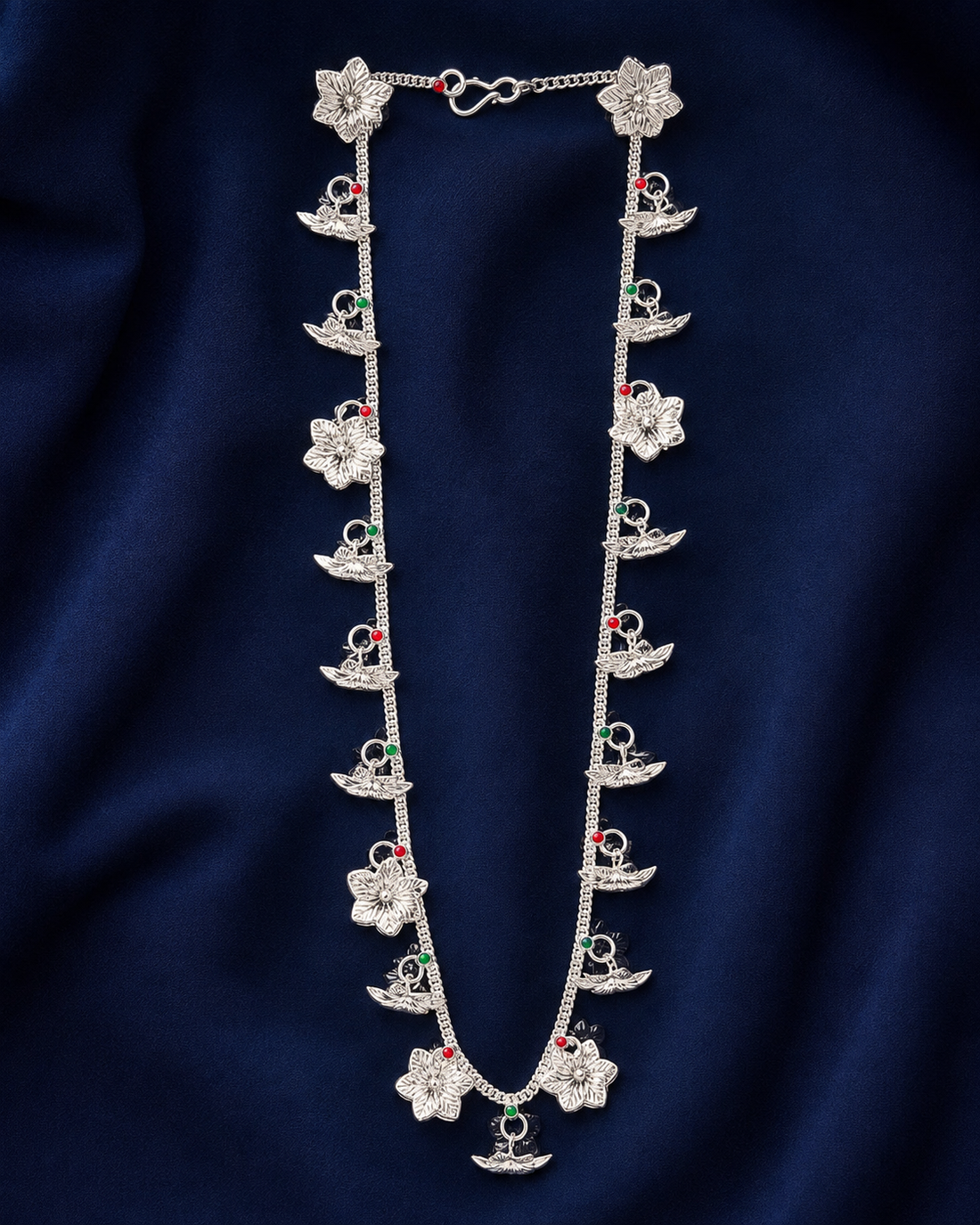 925 Sterling Silver Floral Haar for Ganpati Bappa - 28 cm - Primary product view