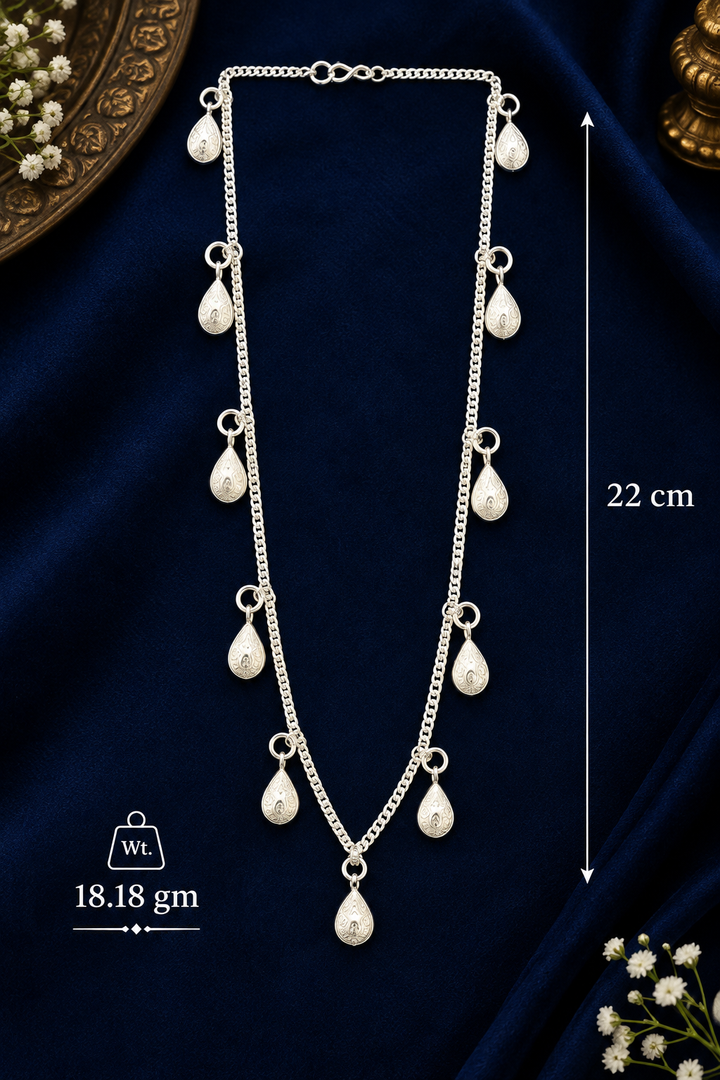 925 Sterling Silver Shrifal Haar for Ganpati Bappa - 22 cm - Dimensions/specification view