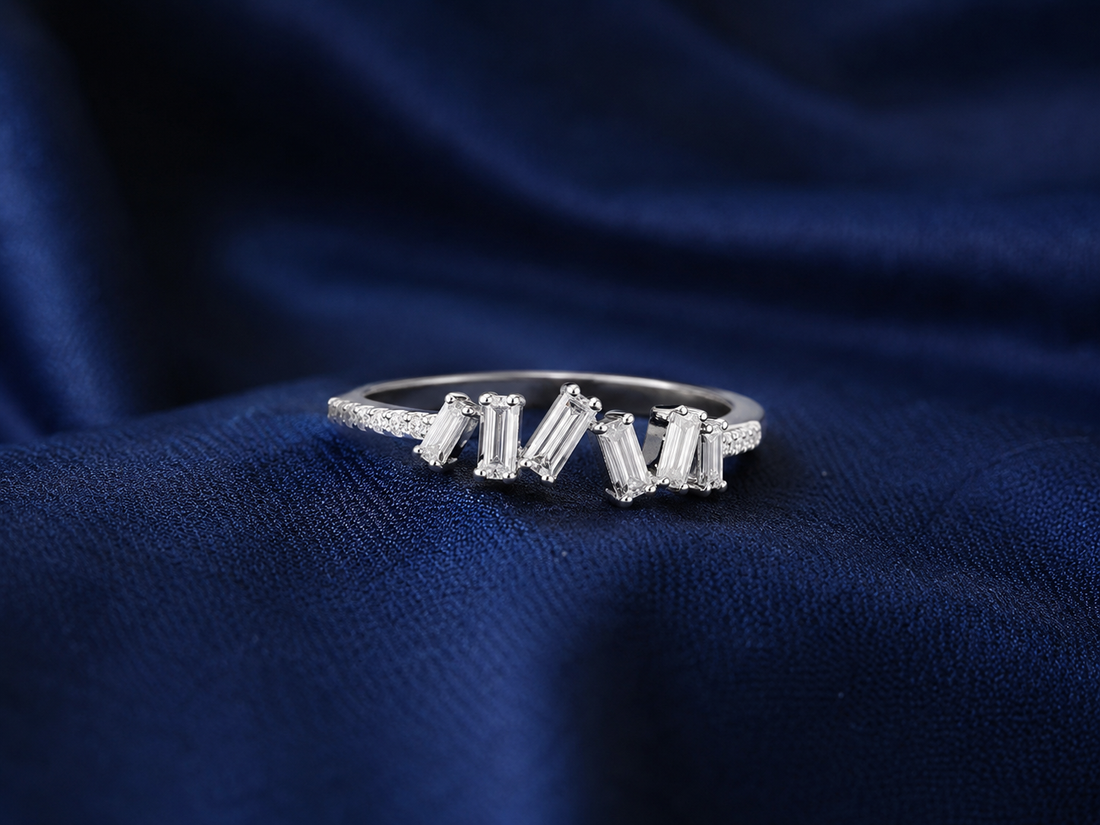 Sterling Silver Zigzag Pavé Band for Women - Silver Finish - alternate view 2