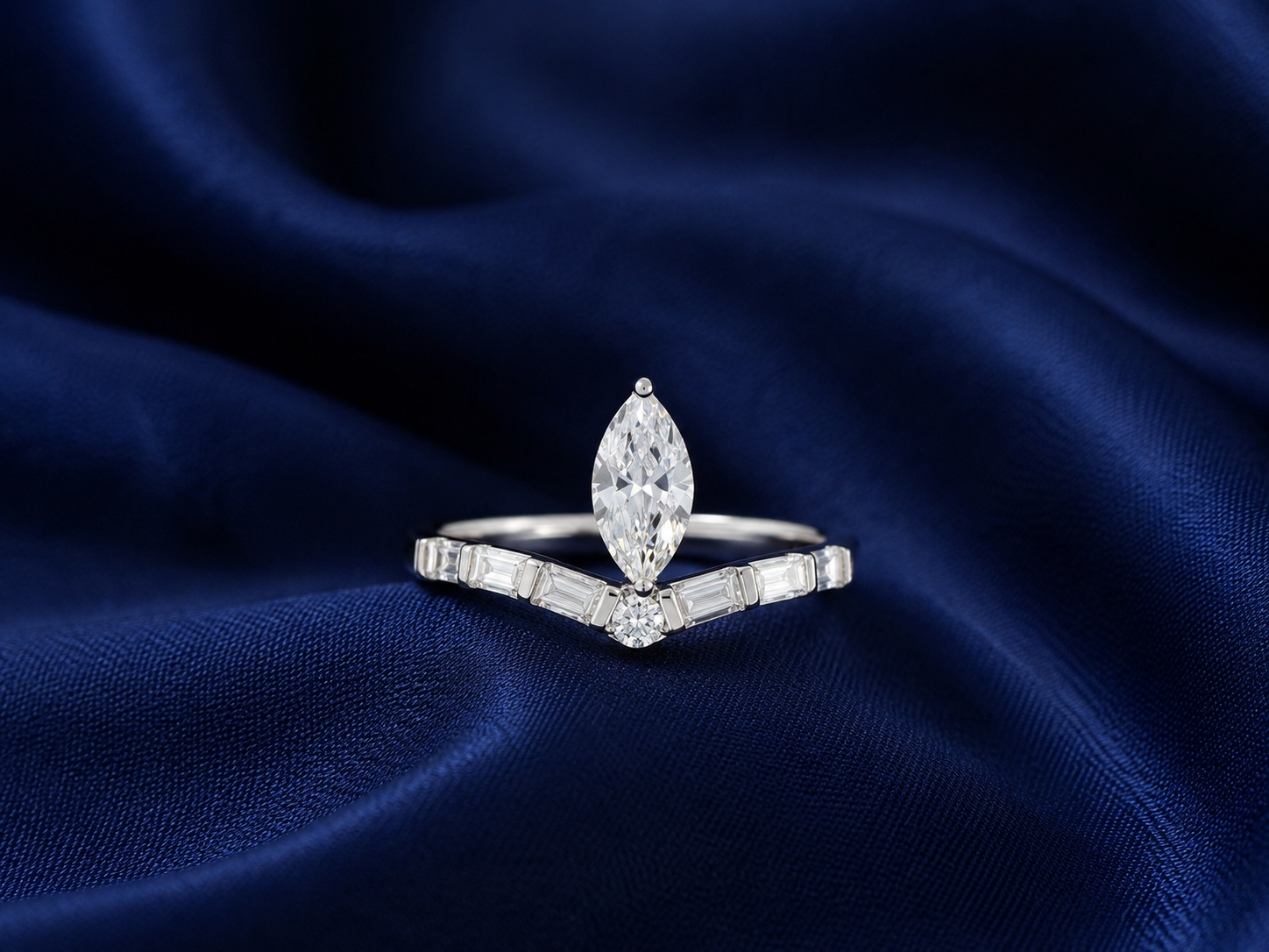 Sterling Silver Tiara Chevron Ring for Women - Silver Finish - alternate view 2