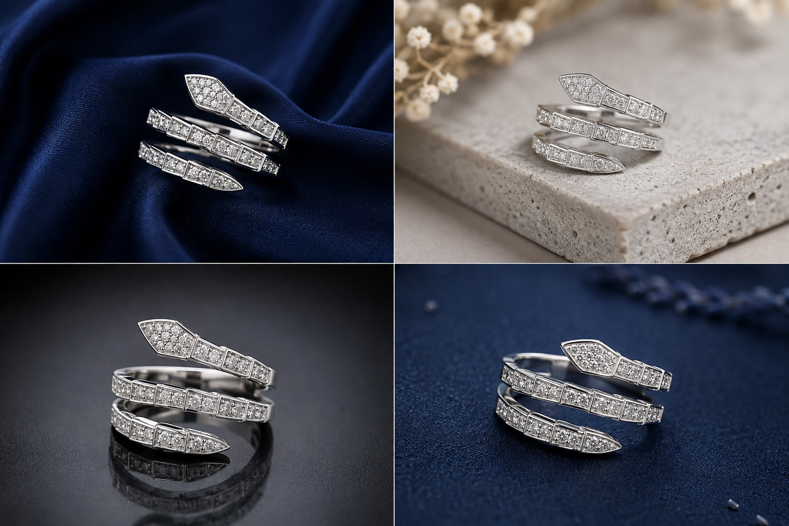 Sterling Silver Triple Baguette Wave Ring for Women - Silver Finish - front view