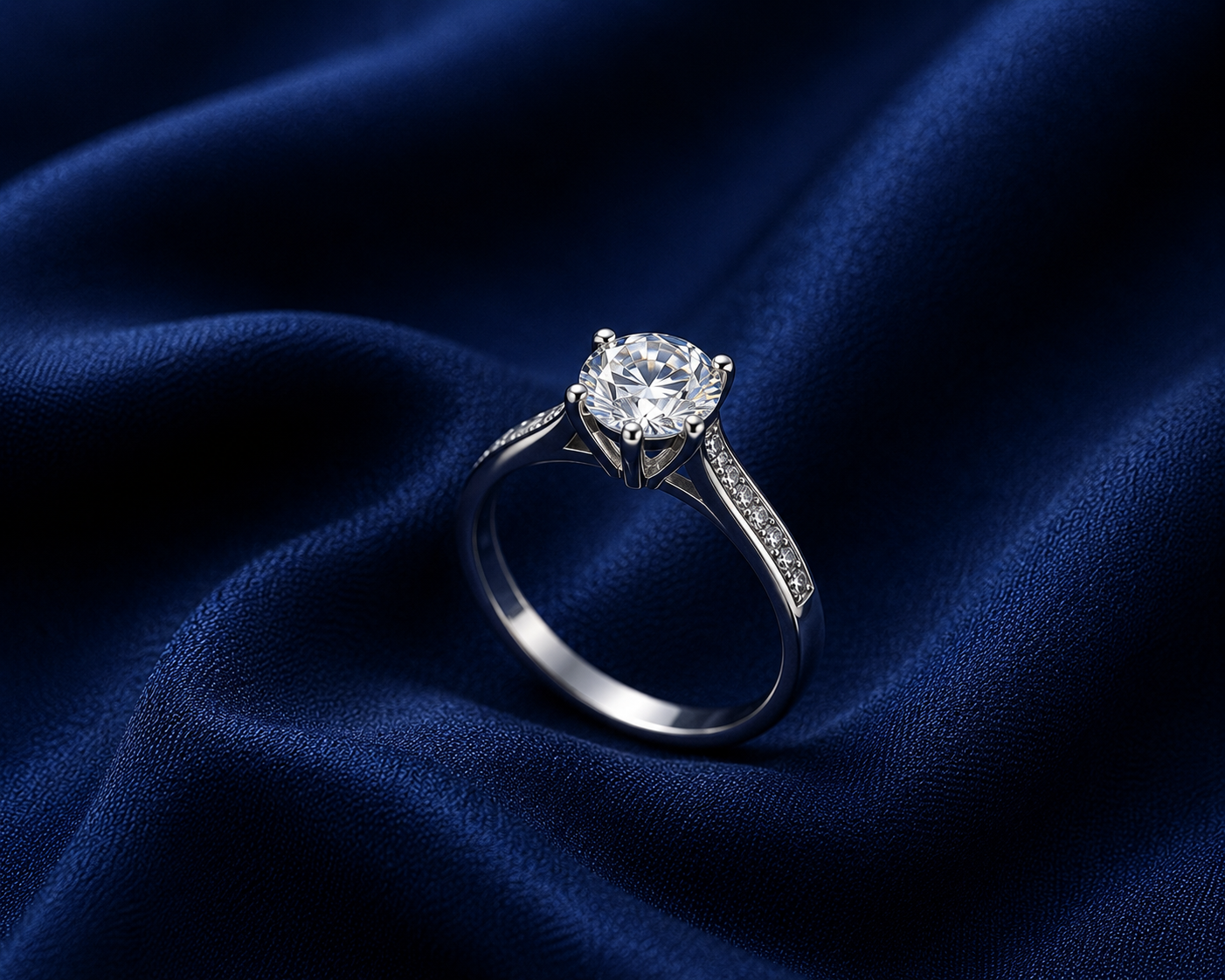 Sterling Silver Classic Round Solitaire Ring for Women - Silver Finish - alternate view 2