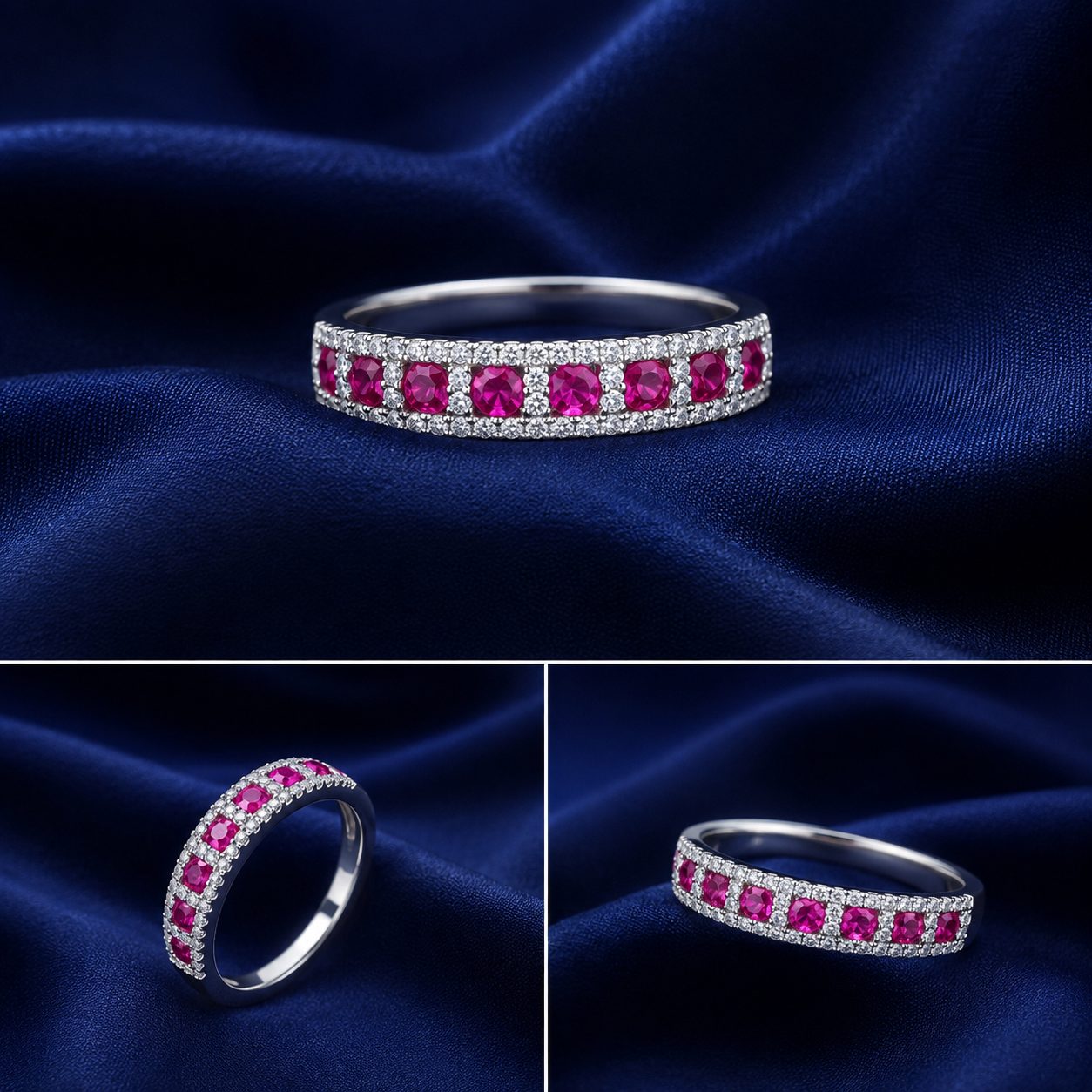 Sterling Silver Ruby Channel-Set Band for Women - Silver Finish - alternate view 2