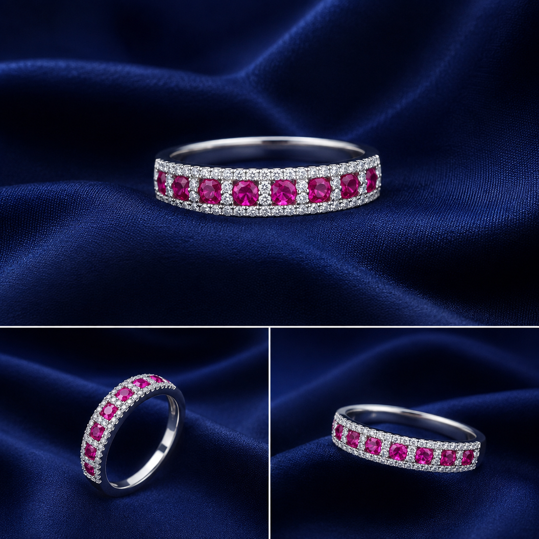 Sterling Silver Ruby Channel-Set Band for Women - Silver Finish - alternate view 2