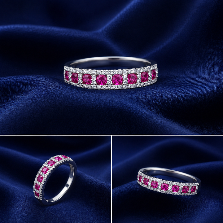 Sterling Silver Ruby Channel-Set Band for Women - Silver Finish - alternate view 2