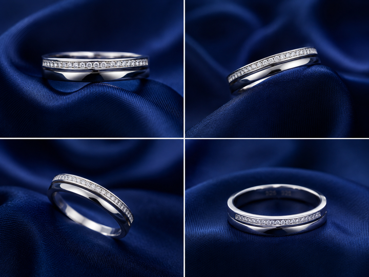 Sterling Silver Minimal Engraved Circle Band for Women - Silver Finish - alternate view 2