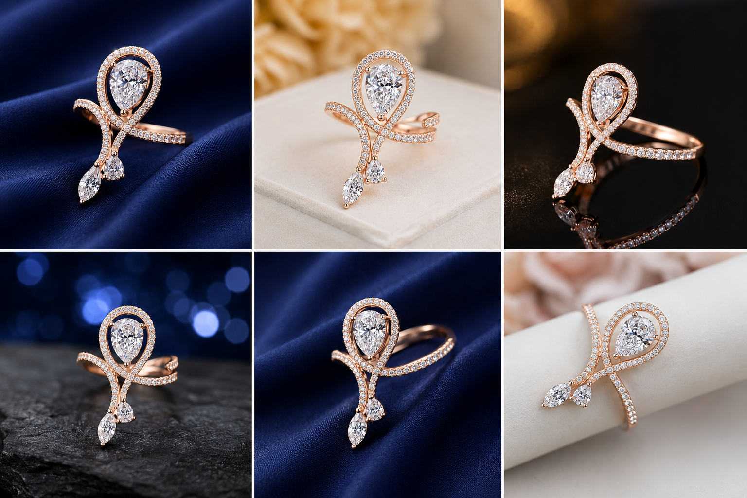 Sterling Silver Rose Gold Loop Teardrop Ring for Women - Rose Gold Finish - alternate view 2