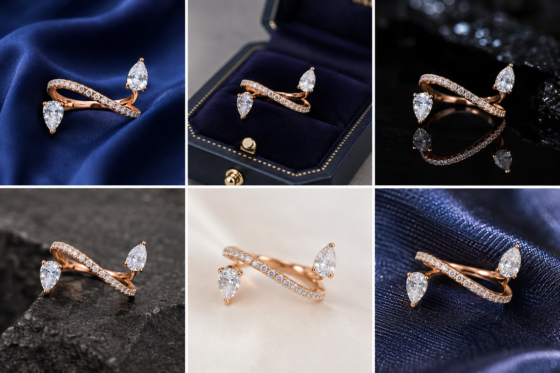 Sterling Silver Rose Gold Marquise Open Ring for Women - Rose Gold Finish - alternate view 2