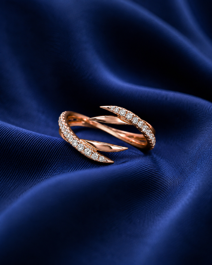 Sterling Silver Rose Gold Triple-Twist Pavé Band for Women - Rose Gold Finish - alternate view 2