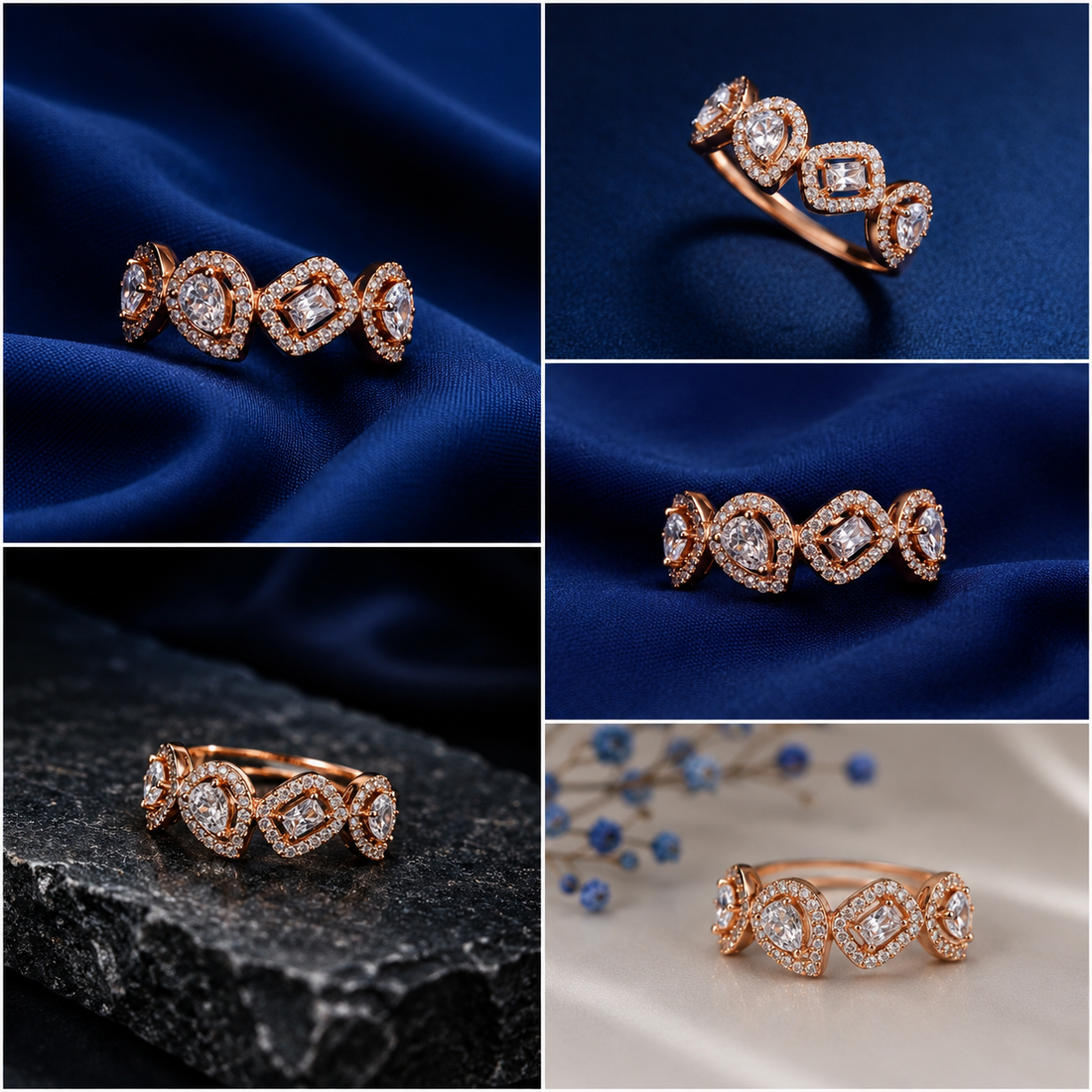 Sterling Silver Rose Gold Infinity Heart Band for Women - Rose Gold Finish - front view