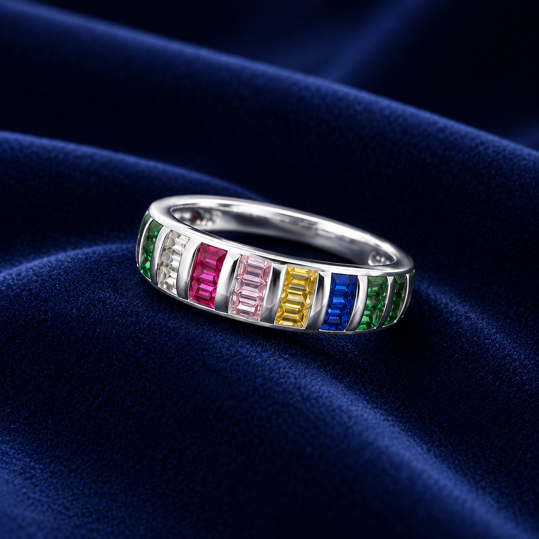 Sterling Silver Silver Rainbow Channel Band for Women - Silver Finish - alternate view 2
