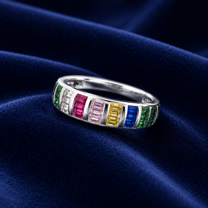 Sterling Silver Silver Rainbow Channel Band for Women - Silver Finish - alternate view 2