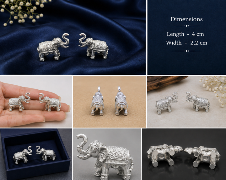 Real Silver Elephant Decorative Showpiece – Compact Home Décor & Gifting - image 2