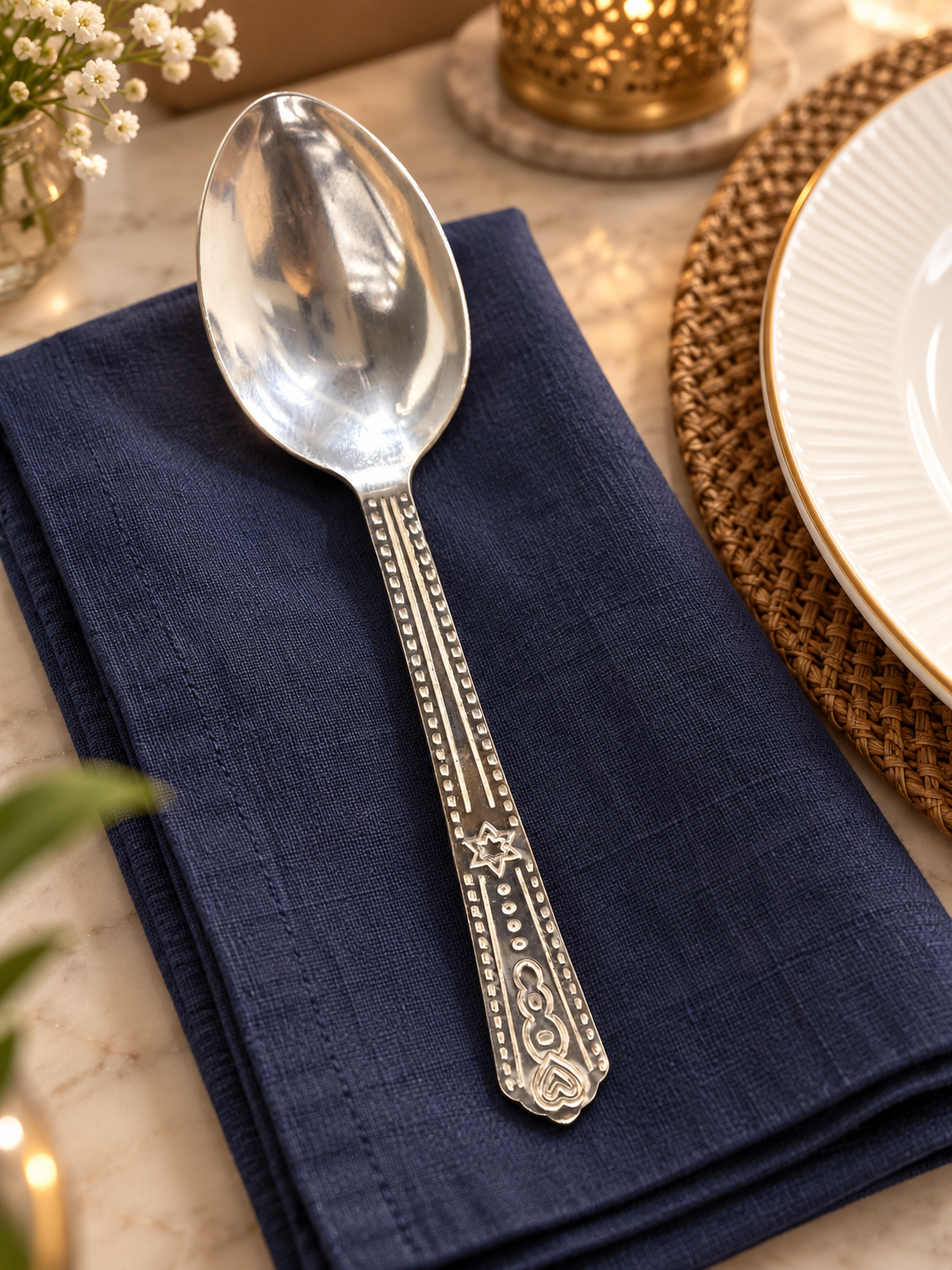 Pure Silver Ornate Dining Spoon - SP006 - Image 4