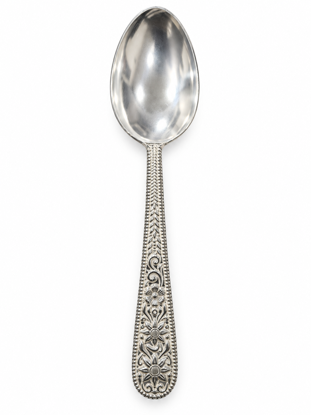 Pure Silver Ornate Dining Spoon - 16 cm - Image 1
