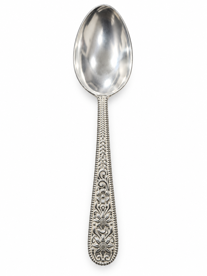 Pure Silver Ornate Dining Spoon - 16 cm - Image 1
