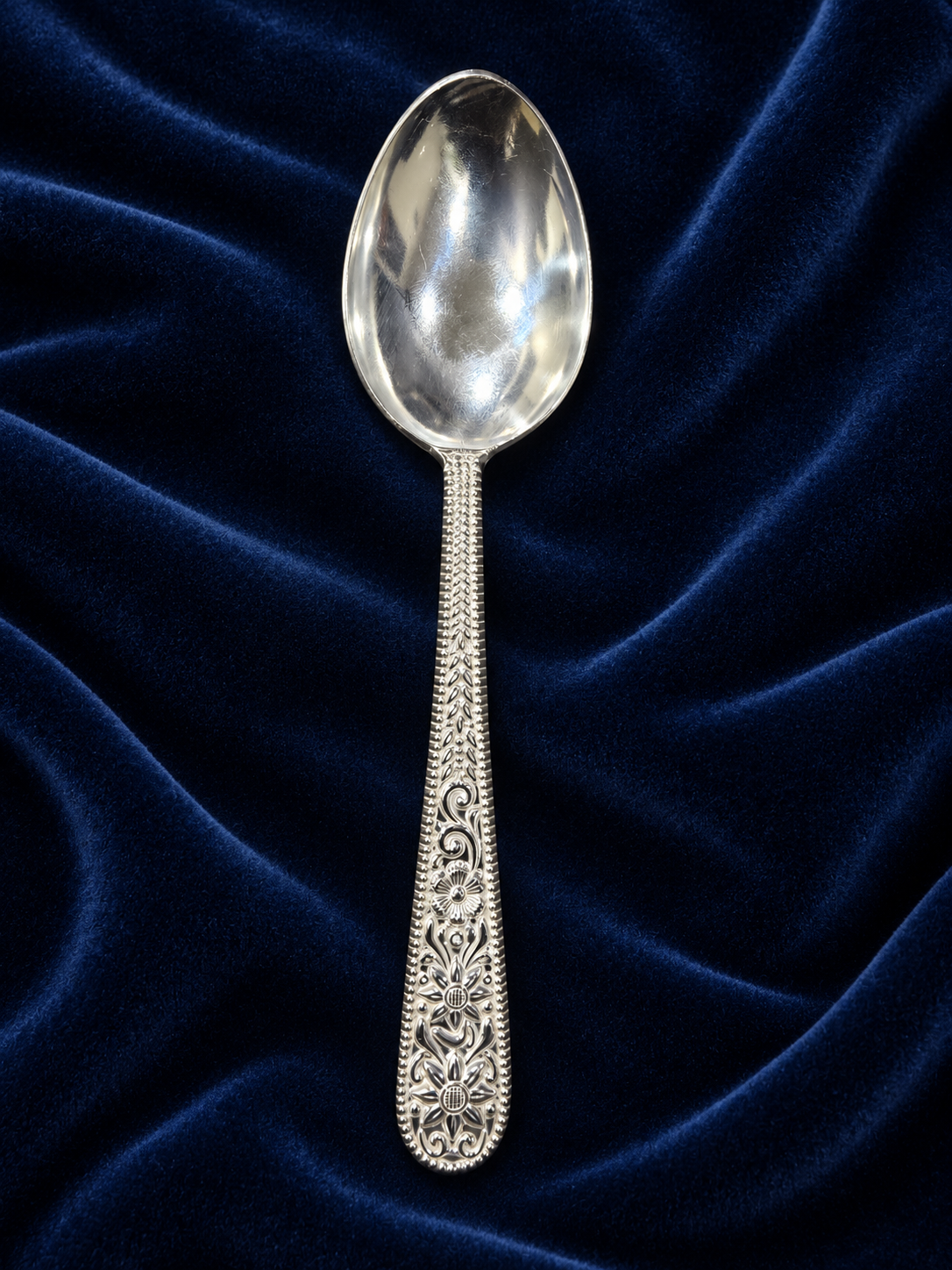 Pure Silver Ornate Dining Spoon - 16 cm - Image 2