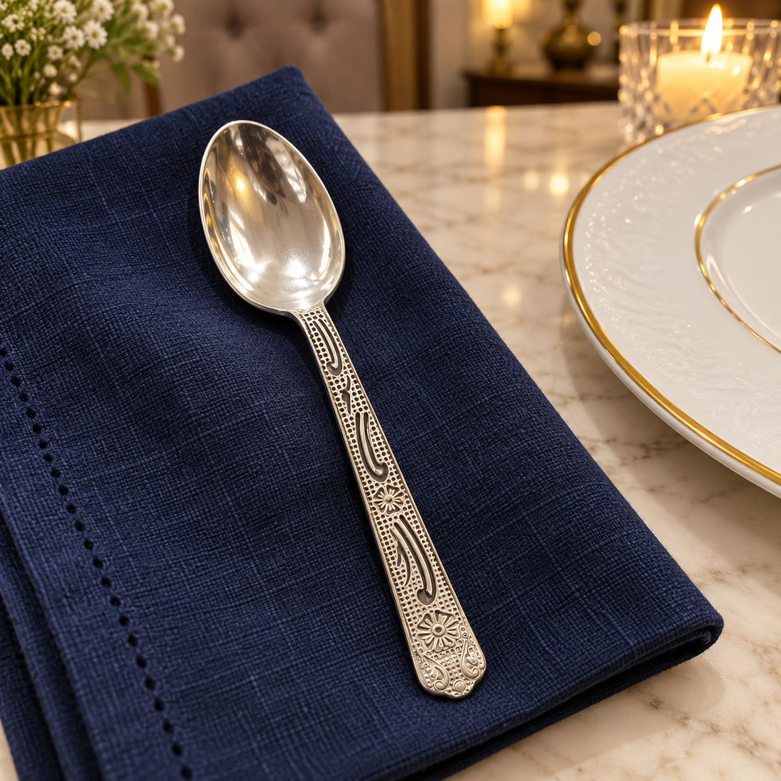 Pure Silver Decorative Spoon - 11 cm - Image 4