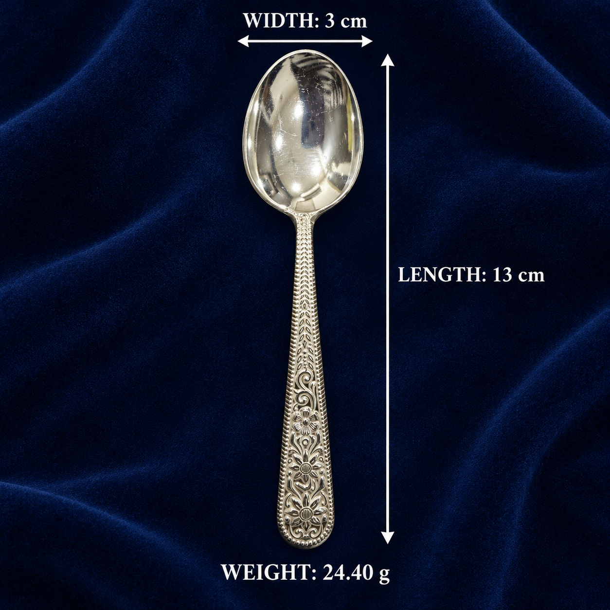 Pure Silver Ornate Spoon - 13 cm - Image 3