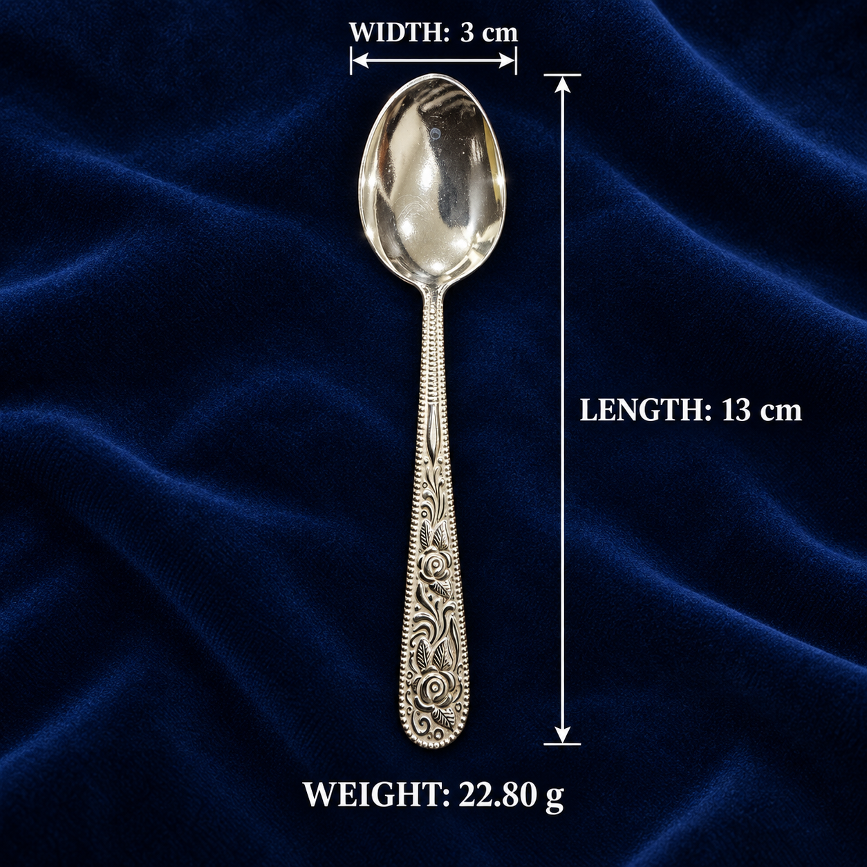 Pure Silver Ornate Spoon - 13 cm - SP011 - Image 3