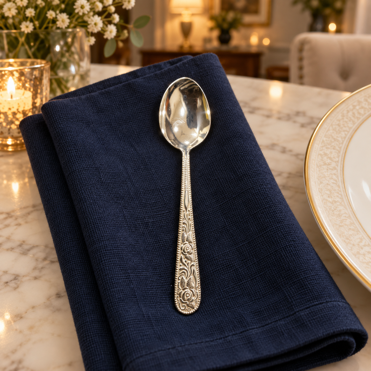 Pure Silver Ornate Spoon - 13 cm - SP011 - Image 4