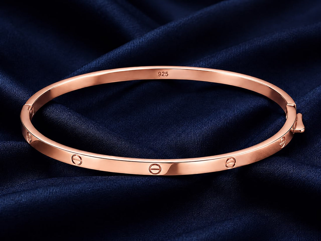 925 Sterling Silver Rose Gold Women's Kada